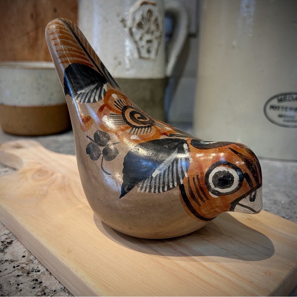 Handcrafted in Mexico Ceramic Tonala Bird Figurine